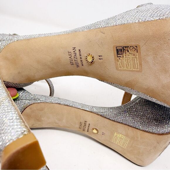 Stuart Weitzman Nudistcurve Hollywood Platform Glitter Heels Size 11 - Picture 8 of 8